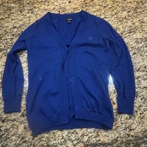 Oobe Chick-fil-A Women Merino Wool Royal Blue Cardigan Logo Size S‎ V-Neck